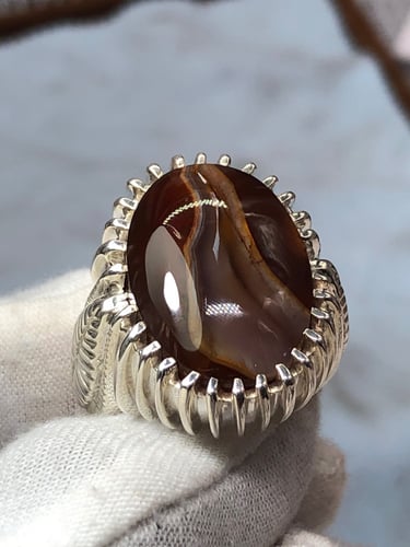 خاتم فضه بحجر العقيق اليماني صياغه بحرينيه حماده v...