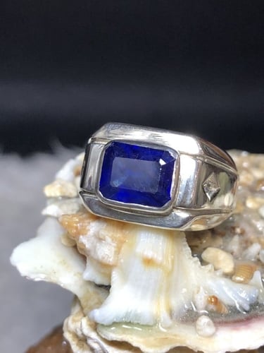 خاتم فضه بحجر زفير طبيعي