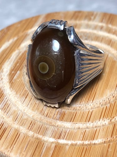 خاتم فضه بحجر سليماني هندي صياغه عقيل الحجر مأكسد...