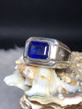 خاتم فضه بحجر زفير طبيعي