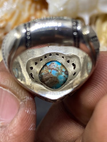 خاتم الفضة بحجر فيروز نيشابوري ايراني بصياغة ايران...