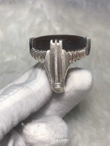 خاتم فضه بحجر العقيم اليماني المصور صياغه بحرينيه...