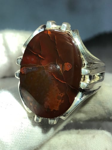 خاتم فضه بحجر العقيق اليماني صياغه بحرينيه حماده v...