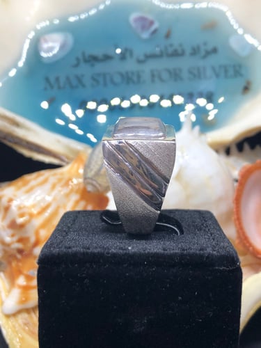 خاتم الفضة بحجر عقيق يماني مشجر بصياغة حمادة المقا...