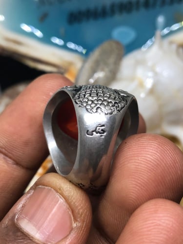خاتم الفضة بحجر عقيق خرساني ايراني بصياغة محسن الي...
