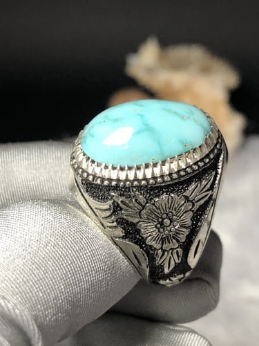 خاتم فضه بحجر الفيروز النيشابوري صياغه رفيعي