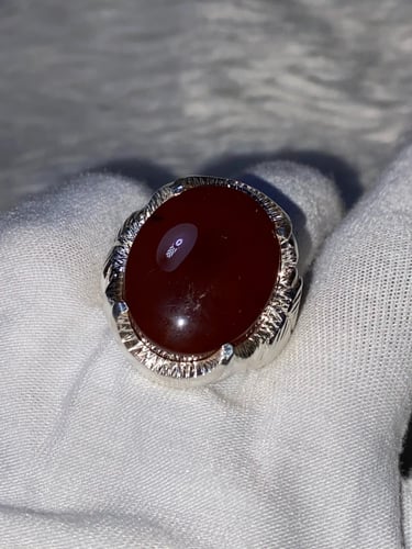 خاتم فضه بحجر العقيق اليماني الطبيعي صياغه بحرينيه...