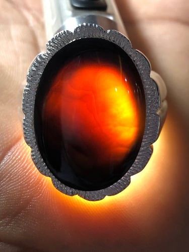 خاتم فضه بحجر العقيق الجزع الملوكي اليمني صياغة عا...