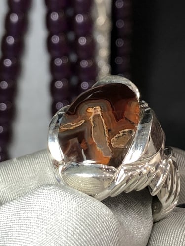 خاتم فضه بحجر عقيق يماني زعفراني صياغه حماده ViP