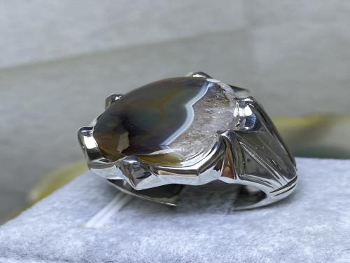 خاتم فضه بحجر العقيق اليماني المشجر المميز صياغة ح...