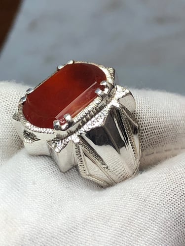 خاتم فضه بحجر العقيق اليماني صياغه (vip) B11214