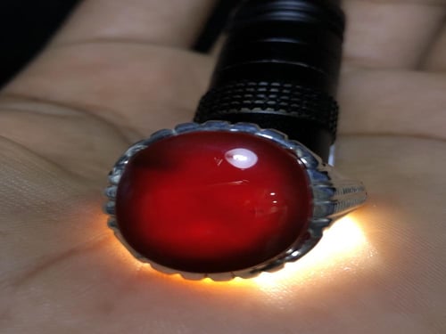 خاتم فضه بحجر العقيق اليماني الكرزي اسطنبولي الرفا...