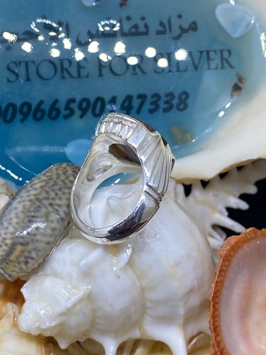 خاتم الفضة بحجر عقيق يماني زعفراني من النوادر بصيا...