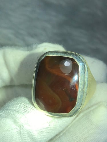 خاتم فضه بحجر العقيق اليماني المزعفر صياغه احمد ال...