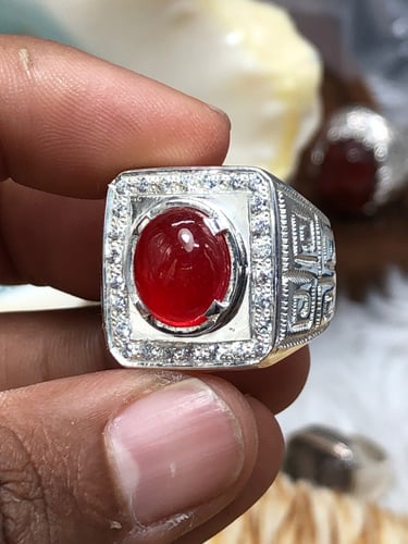 خاتم فضه بحجر الجاد البورمي صياغه غلام gl 051