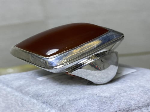 خاتم فضه بحجر العقيق اليماني الأحمر اليماني صياغة...