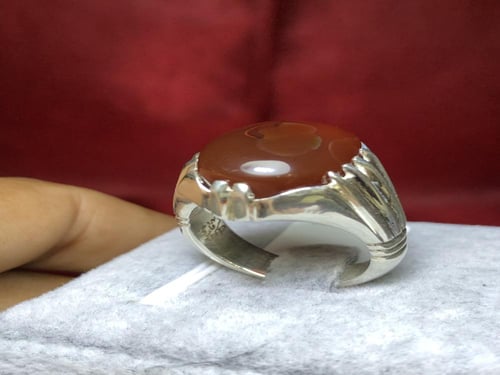 خاتم فضه بحجر العقيق اليماني الاحمر موديل اسطنبولي...