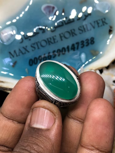 خاتم الفضة بحجر عقيق خرساني ايراني بصياغة نقرة ساز...