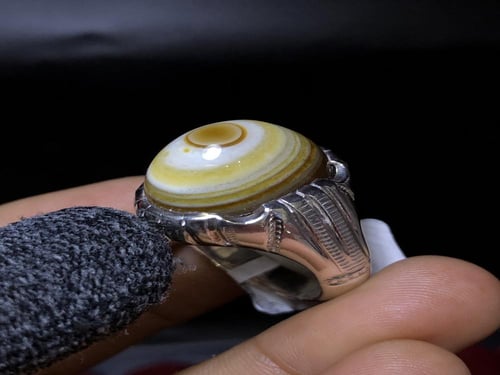 خاتم فضه بحجر العقيق السليماني الهندي صياغه اسطنبو...