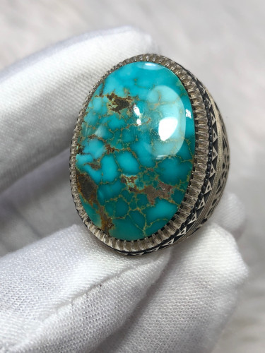 خاتم فضه بحجر الفيروز النيشابوري بصياغه عباسي R