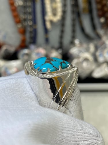 خاتم الفضة بحجر العقيق اليماني بصياغة حمادة VIP