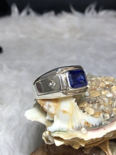 خاتم فضه بحجر زفير طبيعي