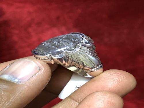 HM104 خاتم فضة صياغة حمادة مع حجر مسماري مميز