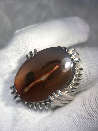 خاتم فضه بحجر العقيم اليماني المصور صياغه بحرينيه...