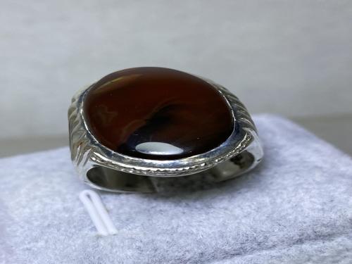 خاتم فضه بحجر العقيق اليماني الكرزي بختم الرفاعي