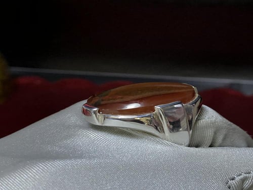 خاتم فضه بحجر العقيق اليماني االاحمر صياغة اسطنبول...