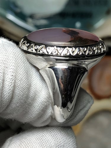 خاتم فضه بحجر العقيق اليماني المصور صياغه بحرينيه...