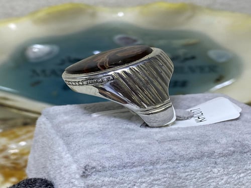 خاتم فضه بحجر العقيق اليماني الكرزي الزعفراني مودي...