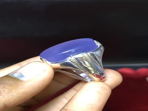 خاتم فضه بحجر العقيق اليماني البنفسجي اسطنبولي مخت...