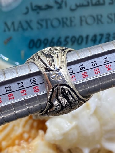 خاتم الفضة بحجر فيروز نيشابوري ايراني بصياغة جراح...