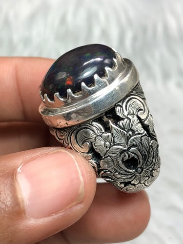 خاتم فضه بحجر الاوبال الاثيوبي صياغه ايرانيه