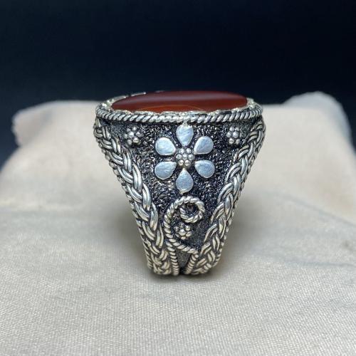 خاتم فضه بحجر العقيق اليماني الاحمر صياغ سلك الولي...