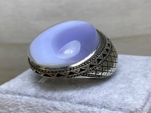 خاتم فضة بحجر العقيق اليماني السماوي صياغة عباسي ع