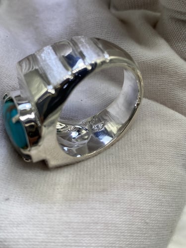 خاتم الفضة بحجر الفيروز النشابوري صياغة حمادة ViP