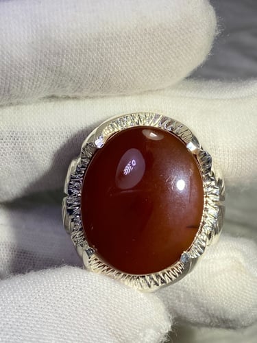 خاتم فضه بحجر العقيق اليماني الطبيعي صياغه بحرينيه...