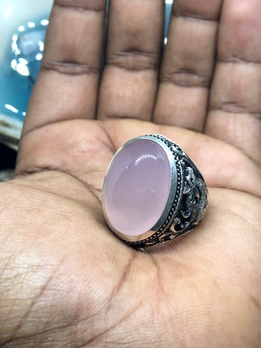 خاتم الفضة بحجر عقيق خرساني لون جميل بصياغة عباسي...