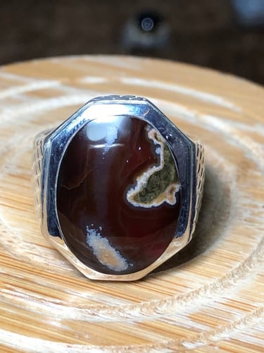 خاتم فضه بحجر العقيق اليماني صياغه احمد الدمام b07