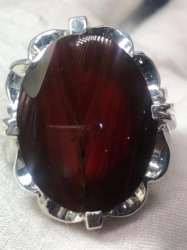 خاتم فضه بحجر العقيق اليماني صياغه بحرينيه (حماده...