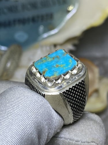 خاتم فضه بحجر الفيروز النيشابوري صياغه امين