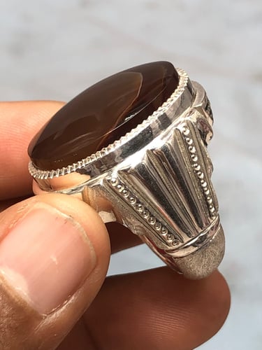 خاتم فضه بحجر العقيق اليماني صياغه بحرينيه حماده v...