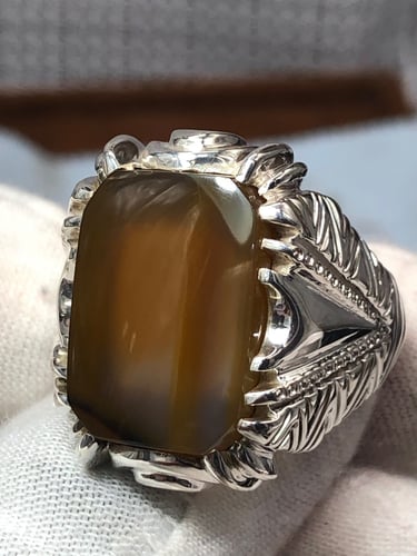 خاتم فضه بحجر العقيق اليماني صياغه (vip) B86202