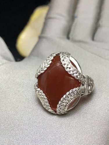 خاتم فضه بحجر العقيق اليماني الاحمر صياغه نجرانيه