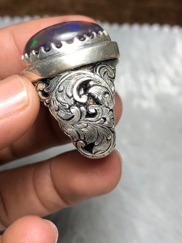 خاتم فضه بحجر الاوبال الاثيوبي صياغه ايرانيه