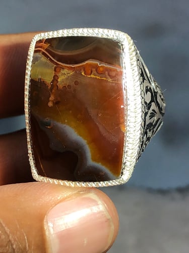 خاتم فضه بحجر العقيق صياغه بحرينيه gb30 (غلام)