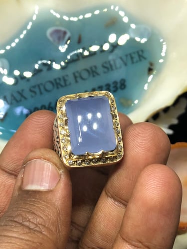 خاتم الفضة بحجر عقيق يماني بصياغة رحماني المقاس 23...