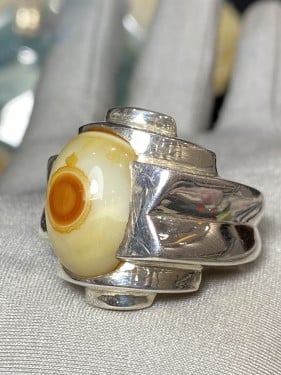 خاتم فضه بحجر عقيق سليماني هندي صياغه المدينه المن...
